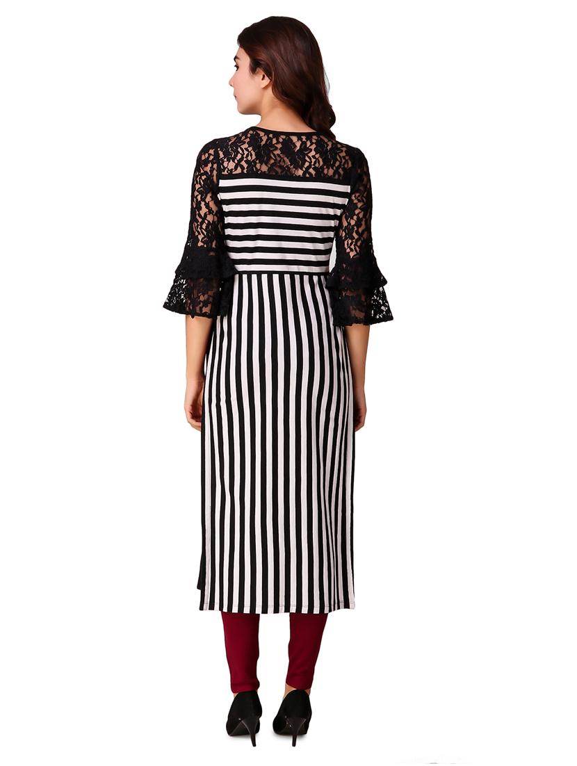 high slit stripes bell sleeves kurta - 15903839 - Standard Image - 2