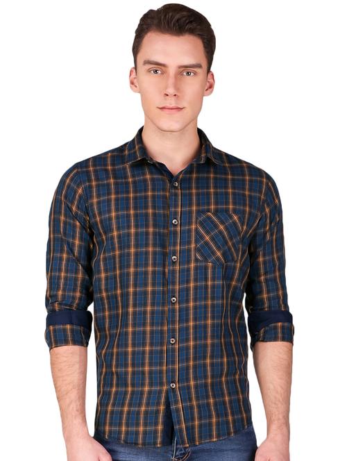 blue checkered casual shirt - 15906638 - Very Small Image - 1
