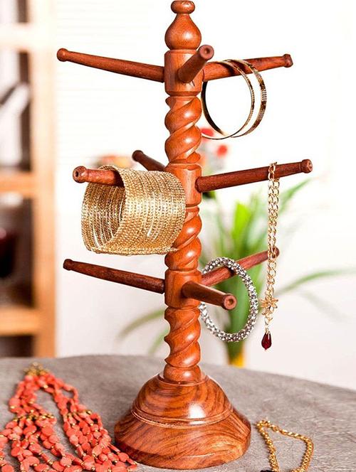 desi karigar wood carving cutter work bangle stand - 15906815 - Very Small Image - 1