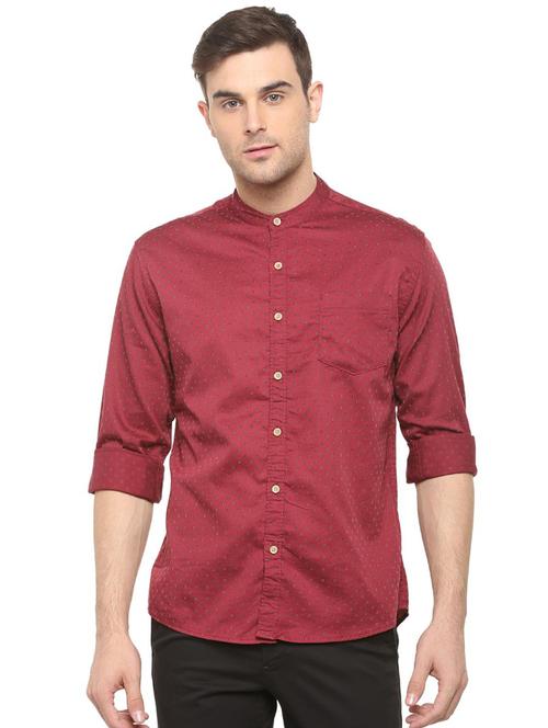 maroon printed casual shirt - 15907248 - Very Small Image - 1