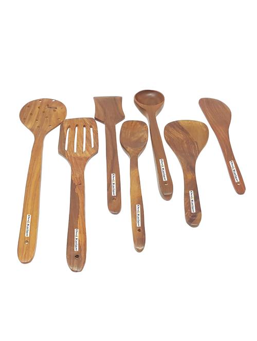 desi karigar wooden spoon set of 7 pcs/wooden spatula & ladle set - 15907808 - Very Small Image - 1
