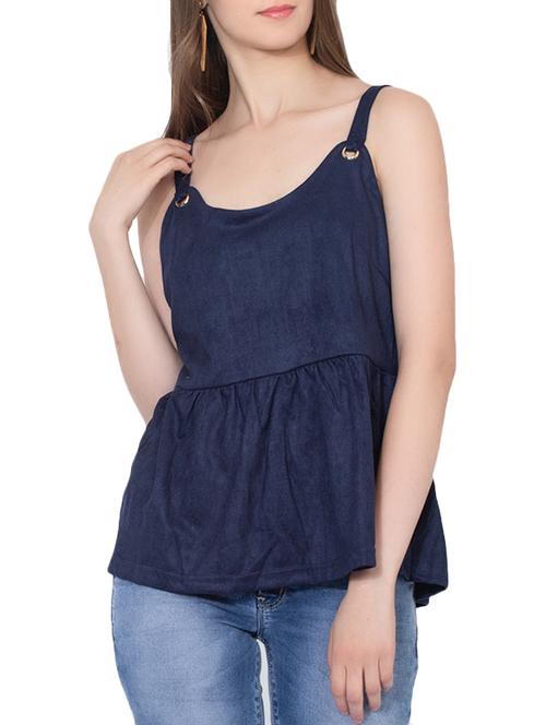 eyelet detail gathered waist top - 15908472 - Very Small Image - 1