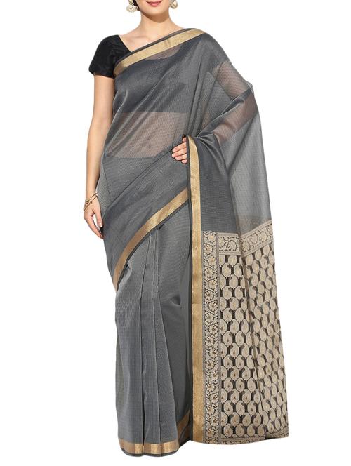 self design banarasi saree with blouse - 15909283 - Very Small Image - 1