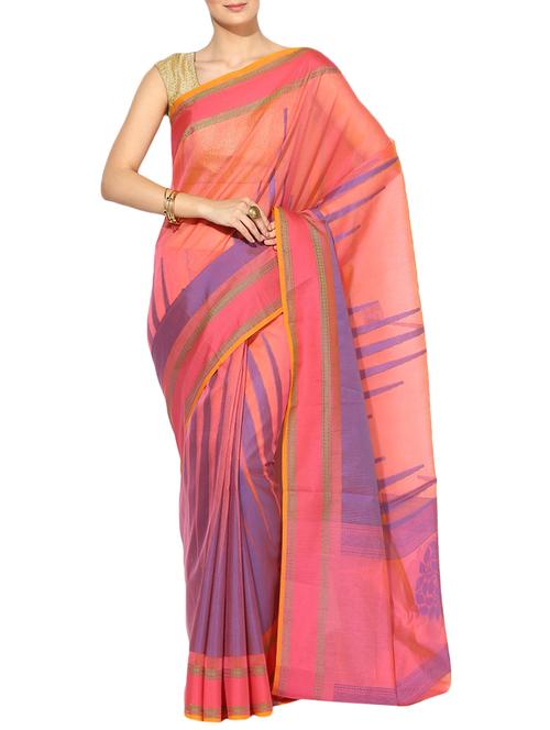 self design banarasi saree with blouse - 15909416 - Very Small Image - 1