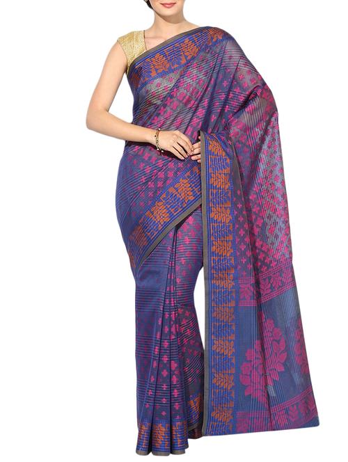 self design banarasi saree with blouse - 15909420 - Very Small Image - 1