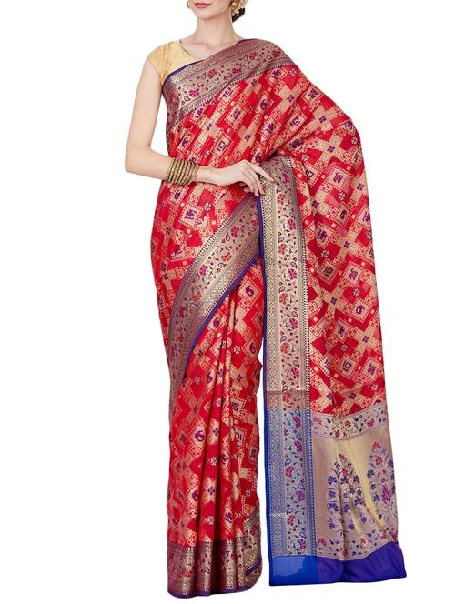 self design banarasi saree with blouse - 15909425 - Very Small Image - 1