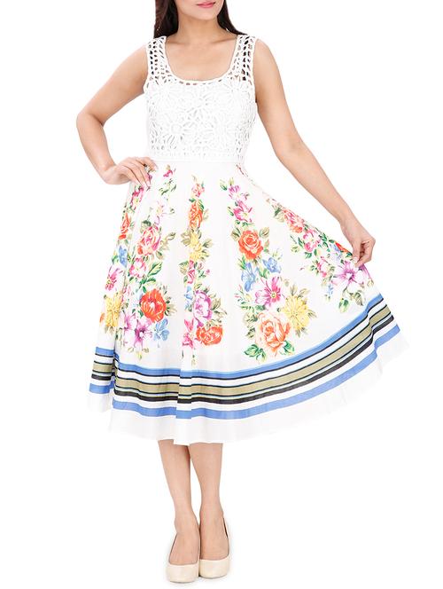 tie back floral flared dress - 15913021 - Very Small Image - 1