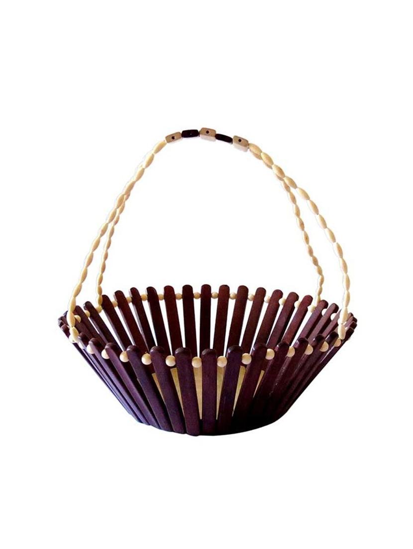 brown wooden antique decor basket useful and decor - 15915614 - Standard Image - 2