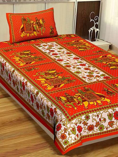 144 tc cotton single bedsheet with 1 pillow cover - 15917893 - Very Small Image - 1