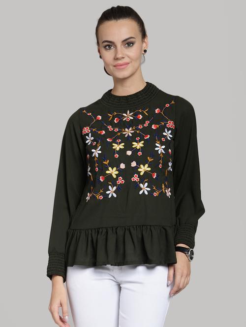 smocking detail embroidered top - 15919080 - Very Small Image - 1