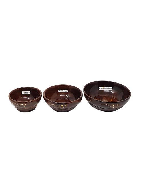 handicrafts brown wood bowl set of 3 - 15919364 - Very Small Image - 1