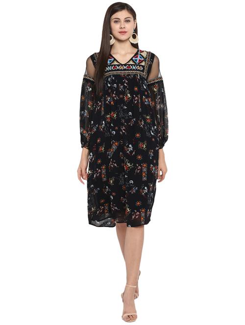 mesh panel embroidered dress - 15919502 - Very Small Image - 1