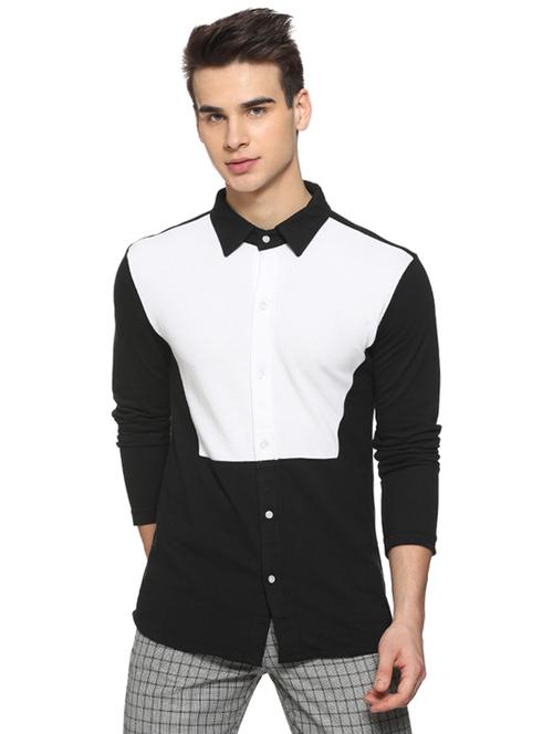 black cotton color block shirt - 15919682 - Very Small Image - 1