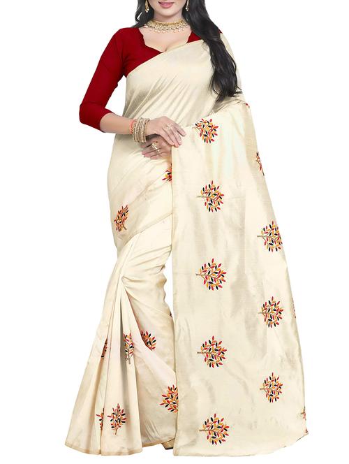 ivory conversational embroidered saree - 15919860 - Very Small Image - 1