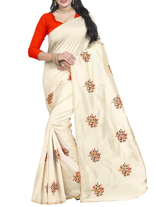 ivory conversational embroidered saree - 15919861 - Very Small Image - 1