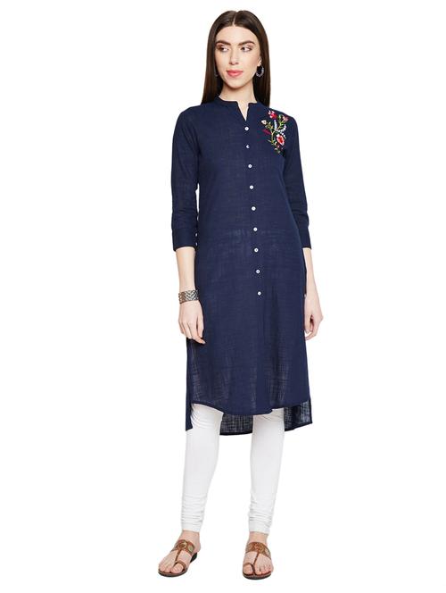 high low embroidered kurta - 15920374 - Very Small Image - 1