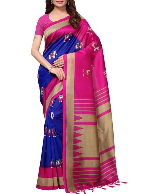 animal print silk saree with blouse - 15920849 - Very Small Image - 1