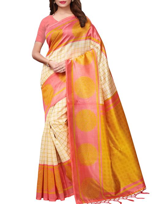 checkered print silk saree - 15920871 - Very Small Image - 1