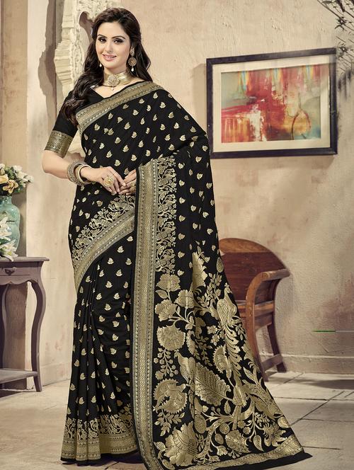 floral woven saree with blouse - 15921645 - Very Small Image - 1