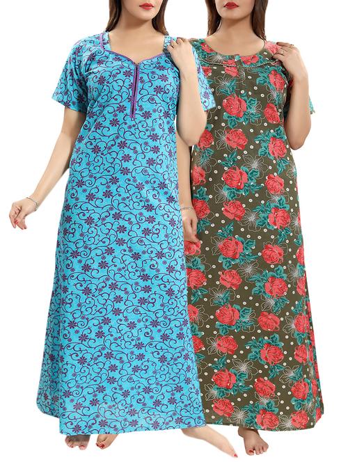 set of 2 floral nightwear gowns - 15922312 - Very Small Image - 1