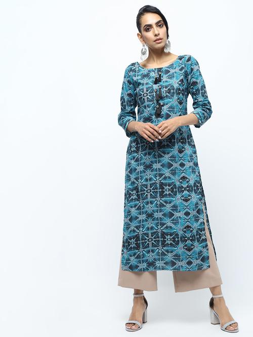 printed straight kurta with tassels - 15922553 - Very Small Image - 1