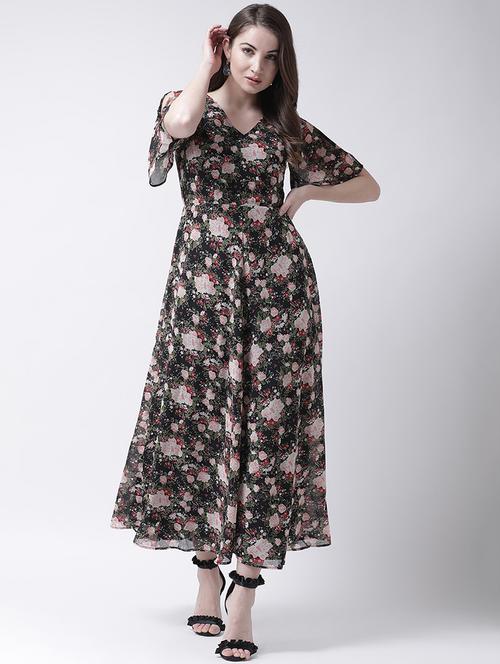 slit sleeved flared maxi dress - 15922998 - Very Small Image - 1