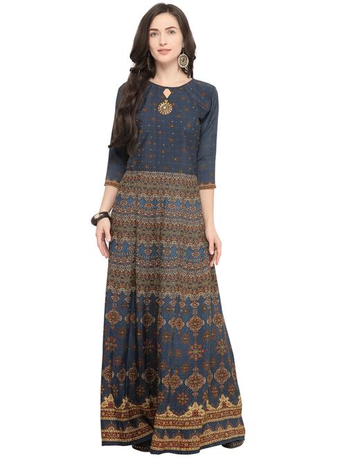 anarkali printed dress - 15923403 - Very Small Image - 1