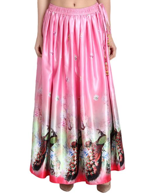 printed raw silk long skirt - 15923489 - Very Small Image - 1