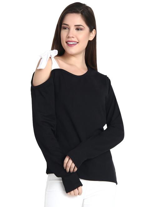 tie up detail single cold shoulder top - 15923490 - Very Small Image - 1