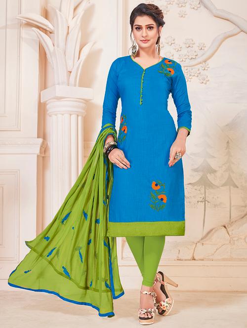 embroidered unstitched churidaar suit - 15925285 - Very Small Image - 1