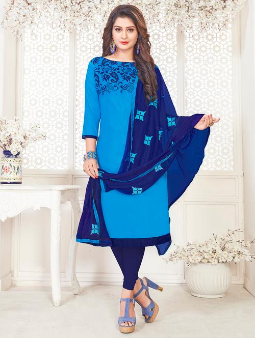embroidered unstitched churidaar suit - 15925294 - Very Small Image - 1