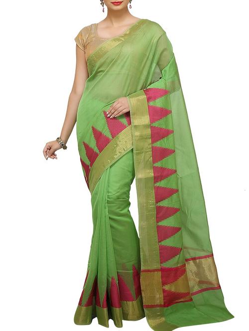 women's self design green colored saree with blouse - 15925858 - Very Small Image - 1