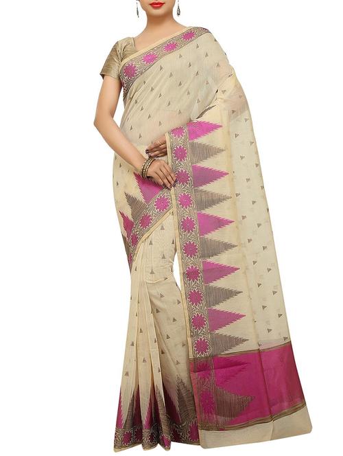 women's null beige colored saree with blouse - 15925864 - Very Small Image - 1