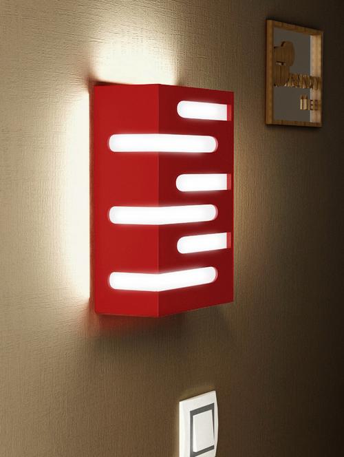 home sparkle led wall light engineered wood  (red) (17.5 x 9 x 25 cm) - 15926598 - Very Small Image - 1