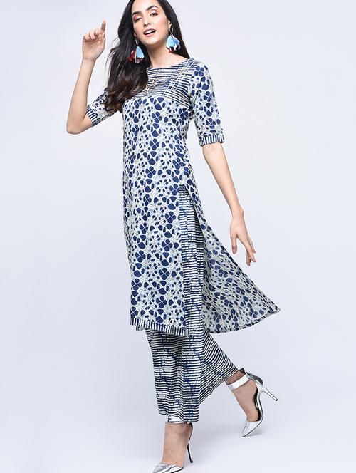 printed kurta with palazzo set - 15926954 - Very Small Image - 1