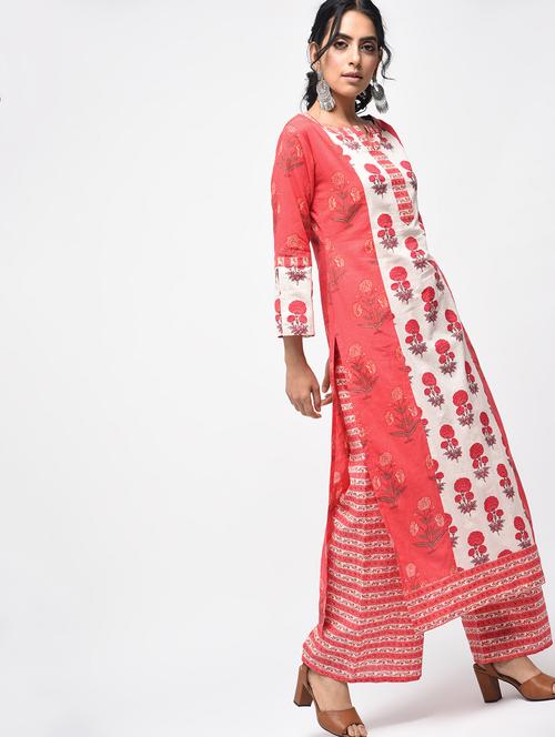 printed kurta with palazzo set - 15926999 - Very Small Image - 1