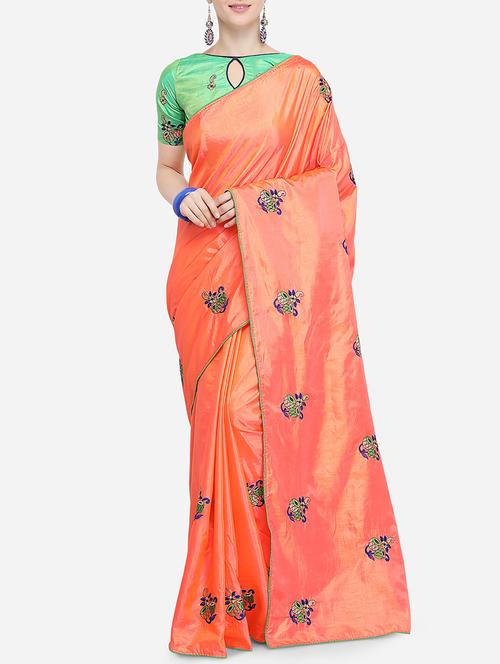 conversational peach embroidered saree with blouse - 15928495 - Very Small Image - 1