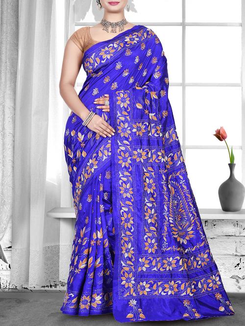 floral embroidered saree with blouse - 15929479 - Very Small Image - 1