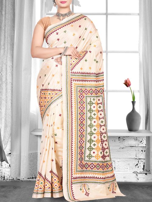 floral embroidered saree with blouse - 15929487 - Very Small Image - 1