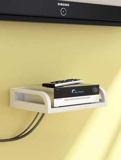 set top box holder engineered wood  (white) (25 x 19 x 6.5 cm) - 15930860 - Very Small Image - 1