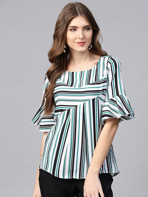 bell sleeved striped top - 15931803 - Very Small Image - 1