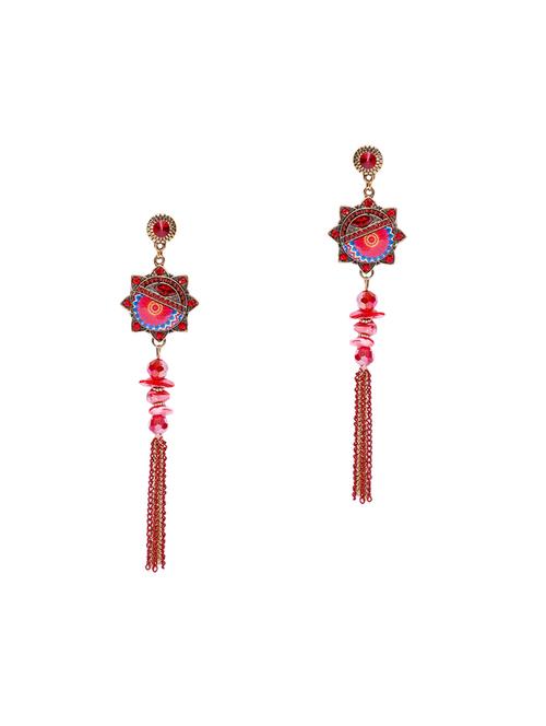 red brass drop earring - 15931990 - Very Small Image - 1