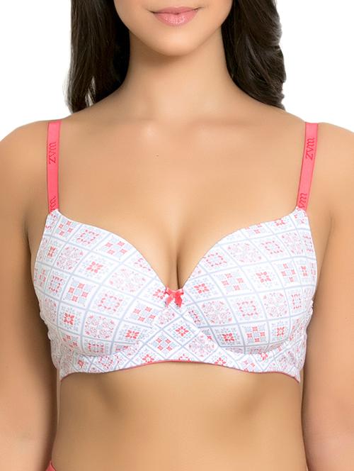 printed lightly padded half coverage t-shirt bra - 15932419 - Very Small Image - 1