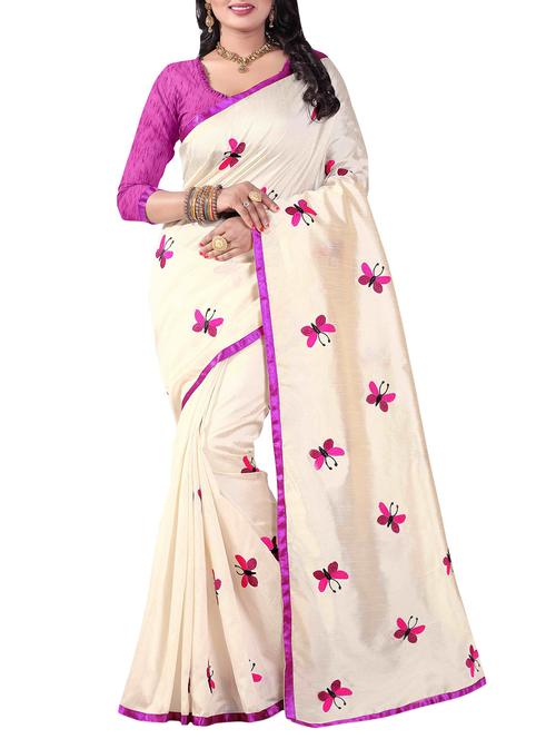 ivory conversational embroidered saree with blouse - 15933001 - Very Small Image - 1