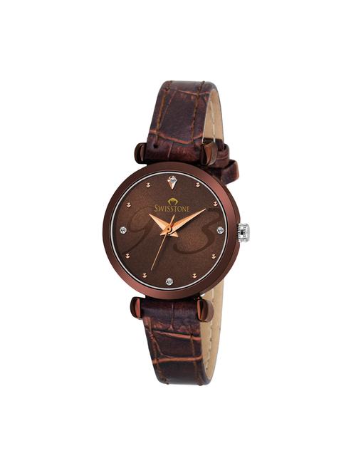 swisstone ck319-brwn round dial analog watch - 15933015 - Very Small Image - 1