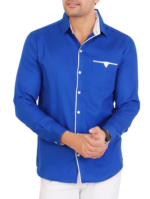 blue solid casual shirt - 15934668 - Very Small Image - 1