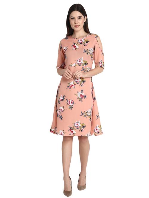 cold shoulder floral a-line dress - 15935759 - Very Small Image - 1