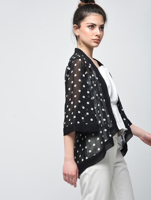sheer polka dots asymmetric shrug - 15936511 - Very Small Image - 1
