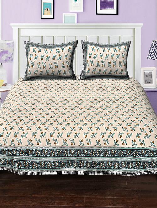 cotton bed sheet with 2 pillow covers - 15936653 - Very Small Image - 1