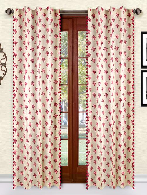 red printed rod pocket curtain set - 15936882 - Very Small Image - 1